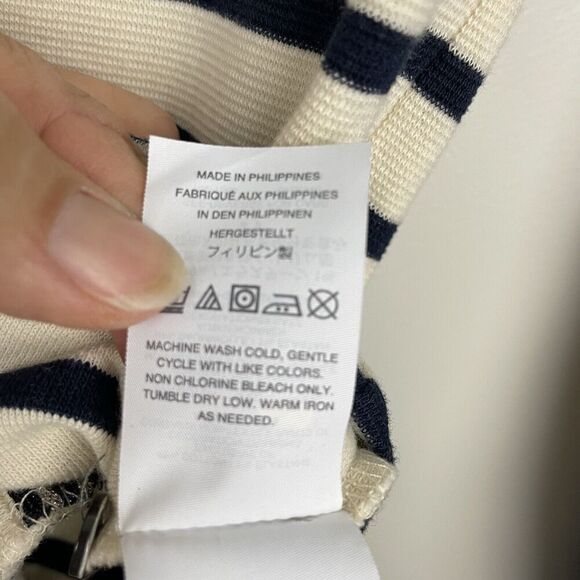 J Crew V-neck Varsity Sweater Cardigan Women's Med Navy White Stripe Nautical - Picture 11 of 12